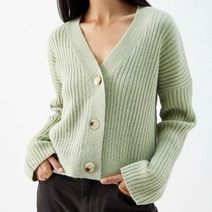 Kendall and Kylie buttoned green cardigan